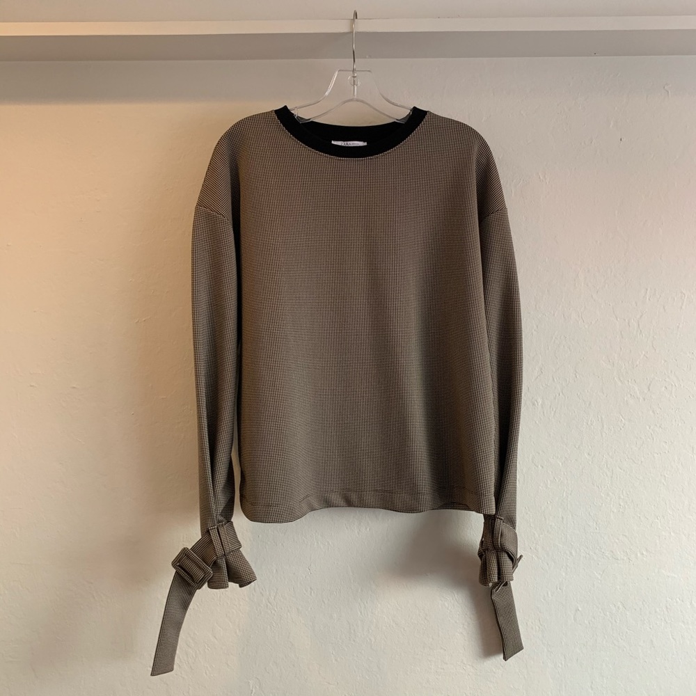Zara black & brown printed belted cuff sweatshirt